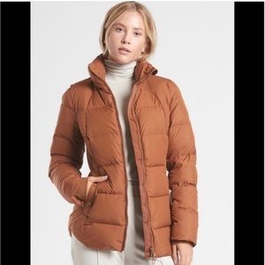 Athleta Downtown Jacket Brown Puffer